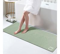 RUERYA Extra Long Quick-Drying Bath Mat, Super Absorbent, Anti-Slip Rubber Backing, for Bathroom Floor, Bathtub, Shower, Sink, Sage Green (40 x 120 cm)