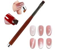 Ruetail 2 in 1 Acrylic Nail Brush with Magnet, Double Sided Nail Art Brush, Cat Eye Magnet for Nails, Polish Brush for Nail Art, Flat Brush for Home or Salon