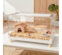 Ruexue Larger Acrylic Transparent Hamster Cage - Small Animal Cage for Guinea Pig, Hedgehog,Dwarf Hamster, Rat,Mouse,Ferret, Sugar Glider and Bird,DIY Extendable & Stackable（27.5" Lx16.9 Wx15.4 H）