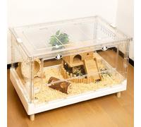 Ruexue Larger Acrylic Transparent Hamster Cage - Small Animal Cage for Guinea Pig, Hedgehog,Dwarf Hamster, Rat,Mouse,Ferret, Sugar Glider and Bird,DIY Extendable & Stackable（27.5" Lx16.9 Wx15.4 H）