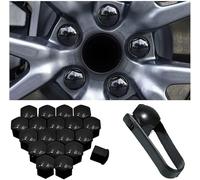 RUFD 20 Pieces Wheel Nut Caps for Land Rover Range Rover Evoque/Range Rover Sport/Range Rover Velar, Hexagonal Tyre Nut Covers Cap Tyre Screw Cap Auto Wheel Dust Proof Accessories,A Black-21mm