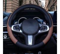 RUFD Leather Steering Wheel Cover for Land Rover Discovery 4 /Discovery Sport/Freelander/Range Rover, 15 inch(38CM) Breathable Anti-Slip Steering Wheel Protector Auto Accessories,S Coffee