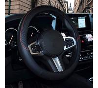 RUFD Leather Steering Wheel Cover for Land Rover Discovery 4 /Discovery Sport/Freelander/Range Rover, 15 inch(38CM) Breathable Anti-Slip Steering Wheel Protector Auto Accessories,A Black