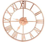 Rufei Vintage Metal Rose gold Roman Silent Iron Wall Clock for Kitchen Living Room Bathroom Hotel Bar Office Decor 40cm.