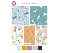 Ruff and Tumble by Susan Wheeler 5Pcs 45cm x 55cm Wide Fat Quarter Bundle for Crafting, Quilting, Children’s Projects, Pet Accessories