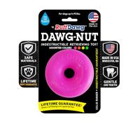 Ruff Dawg Dawg-Nut Medium 3.5” Pink - Heavy-Duty Solid Rubber Donut Dog Chew Toy for Dogs Under 40 lbs - Floats & Bounces - Made in USA