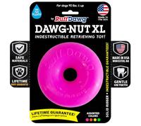 Ruff Dawg Dawg-Nut XL 4.5” Pink - Heavy-Duty Solid Rubber Donut Dog Chew Toy for Dogs 40 lbs & Up - Floats & Bounces - Made in USA