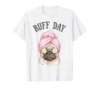 Ruff Day Funny Pug Dog with Cucumber Eye Mask Humor Value Graphic T-Shirt