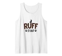 Ruff It Out Dog Lover Paw Print Animal Theme Tank Top, Men, White, XL