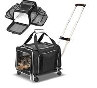 Ruff Life Airline Approved Expandable Premium Pet Carrier on Wheels- Two Sided Expandable Rolling Carrier- Designed for Dogs & Cats- Extra Spacious Soft Lined Carrier! (Black)