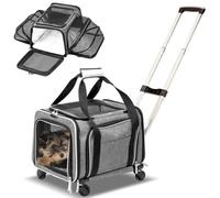 RUFF LIFE Airline Approved Expandable Premium Pet Carrier on Wheels- Two Sided Expandable Rolling Carrier- Designed for Dogs & Cats- Extra Spacious Soft Lined Carrier!
