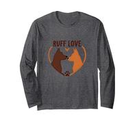 Ruff Love: Adorable Dog Couple Heart Design for Pet Lovers Long Sleeve T-Shirt, Adult Unisex, Dark Heather Grey, XXL