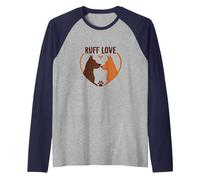 Ruff Love: Adorable Dog Couple Heart Design for Pet Lovers Raglan Baseball Tee, Men, Navy/Athletic Heather, S