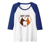 Ruff Love: Adorable Dog Couple Heart Design for Pet Lovers Raglan Baseball Tee, Women, Royal Blue/White, XXL