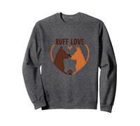 Ruff Love: Adorable Dog Couple Heart Design for Pet Lovers Sweatshirt, Adult Unisex, Dark Heather Grey, XL