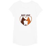 Ruff Love: Adorable Dog Couple Heart Design for Pet Lovers T-Shirt, Girls, White, Medium
