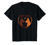 Ruff Love: Adorable Dog Couple Heart Design for Pet Lovers T-Shirt, Kids, Black, 2 Years