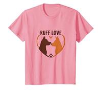 Ruff Love: Adorable Dog Couple Heart Design for Pet Lovers T-Shirt, Kids, Pink, 6 Years