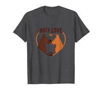 Ruff Love: Adorable Dog Couple Heart Design for Pet Lovers T-Shirt, Men, Dark Heather Grey, 5XL