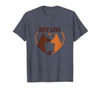 Ruff Love: Adorable Dog Couple Heart Design for Pet Lovers T-Shirt, Men, Heather Blue, S