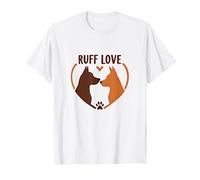 Ruff Love: Adorable Dog Couple Heart Design for Pet Lovers T-Shirt, Men, White, XXL
