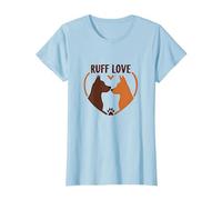 Ruff Love: Adorable Dog Couple Heart Design for Pet Lovers T-Shirt, Women, Baby Blue, XS
