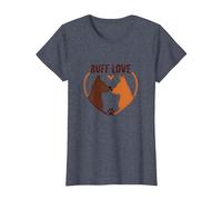 Ruff Love: Adorable Dog Couple Heart Design for Pet Lovers T-Shirt, Women, Heather Blue, M