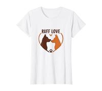 Ruff Love: Adorable Dog Couple Heart Design for Pet Lovers T-Shirt, Women, White, XL