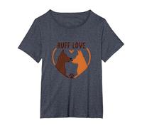 Ruff Love: Adorable Dog Couple Heart Design for Pet Lovers T-Shirt, Women's Plus, Heather Blue, 3X