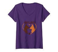 Ruff Love: Adorable Dog Couple Heart Design for Pet Lovers V-Neck T-Shirt, Women, Purple, XL