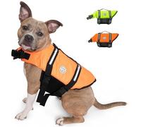 Ruffify Dog Life Vest, High Performance Swim Safety Vest, Floatable, Adjustable & Reflective for Boating, Sailing, Kayaking & Water Fun (Orange, Large)