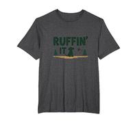 Ruffin' It: Outdoor Adventure Dog Lover T-Shirt, Men's Big and Tall, Dark Heather Grey, 5X Tall