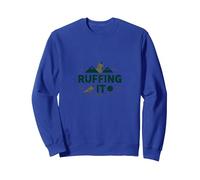 Ruffing It: Outdoor Adventure Dog Lover Mountain Sweatshirt, Adult Unisex, Royal Blue, L