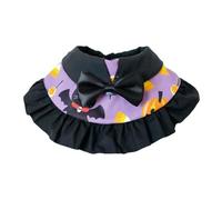 Ruffle Cape Neckerchief for Cats Dogs with Sweet Corn Pattern Black Satin Bow Adjustable Witch Costume Scary Accessory for Halloween Indoor Outdoor Celebrations (A, 15 cm)