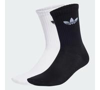 adidas Originals Women's Ruffle Crew Socks 2 Pack - Black/White, White, Size M, Women White