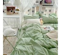 Ruffle Duvet Cover Set 4pcs - Washed Cotton Ruffled Bed Skirt Bedding French Princess Style Cloud Quilt Cover with Zipper Closure Corner Ties for Bedroom Decor All Season (#4,Bed:1.5m(4pcs))