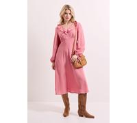 Ruffle Front Blouson Sleeve Midi Dress Dorothy Perkins Rose 14