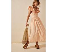 Ruffle It Up Midi Dress by free-est at Free People in Summer Peach, Size: Large - female