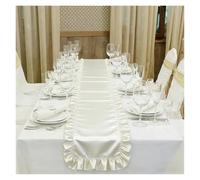 Ruffle Table Runner Satin Ruffles Table Runner Silky Fabric Napkins Rustic Wedding Decorations for Bridal Party Home Kitchen Decor(Ivory,6Pcs 35x50cm Napkins)