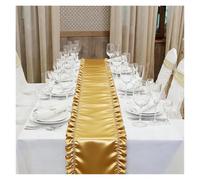 Ruffle Table Runner Satin Ruffles Table Runner Silky Fabric Napkins Rustic Wedding Decorations for Bridal Party Home Kitchen Decor(Gold,4Pcs 45x45cm Napkins)