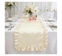 Ruffle Table Runner Satin Ruffles Table Runner Silky Fabric Napkins Rustic Wedding Decorations for Bridal Party Home Kitchen Decor(Beige,10Pcsround30cmNapkin)