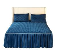 Ruffle Wrap Bedspread Crystal Velvet Bed Cover, Solid Soft Skirt, Bedspread,Pillowcase Mattress, Home Textile(7,1pc 200x220cm)