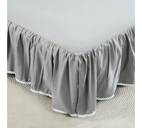 Ruffled Bed Skirts with Split Corners, Elegant Microfiber Fabric Full Bed Skirt 14 Inch Drop Platform Wrap Around Gathered Bedding Bed Skirt (Grey, Full(54 * 75"))