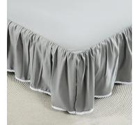 Ruffled Bed Skirts with Split Corners, Elegant Microfiber Fabric Full Bed Skirt 14 Inch Drop Platform Wrap Around Gathered Bedding Bed Skirt (Grey, Twin(39 * 75"))