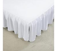 Ruffled Bed Skirts with Split Corners, Elegant Microfiber Fabric Full Bed Skirt 14 Inch Drop Platform Wrap Around Gathered Bedding Bed Skirt (White, Queen(60 * 80"))