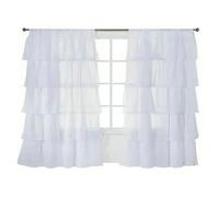 Ruffled Curtains, Maiden Ruffle Sheer Voile Tulle Window Curtain Multicolor Multiple Sizes With Tie Backs(White,PULL PLEATED TAPE-80CM BY 150CM)