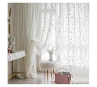 Ruffled Curtains, Ruffled Sheer Curtains White Floral Embroidered Tulle French Ruffle Multiple Sizes(ROD POCKET PROCESS-1 PCS W200 X H260CM)