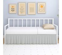 Ruffled Daybed Twin Size, 14 Inch Drop Ruffled Bed Skirt for Daybeds with Split Corners, Light Grey Microfiber Dust Ruffle, Elegant Twin Day Bed Skirt for Living Room, Guest Room, or Bedroom