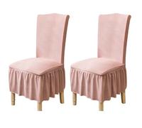 Ruffled Hem Skirt, Dining Room Style, Stretchy, Country Style, Washable, Suitable For Living Room, Bedroom, Family (Pink, 2-Pack)