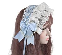 Ruffled Lace Ribbon Bowknot Headband Cosplay Headdress Japanese Sweet Lovely Pearl Chain Maid Hair Accessories